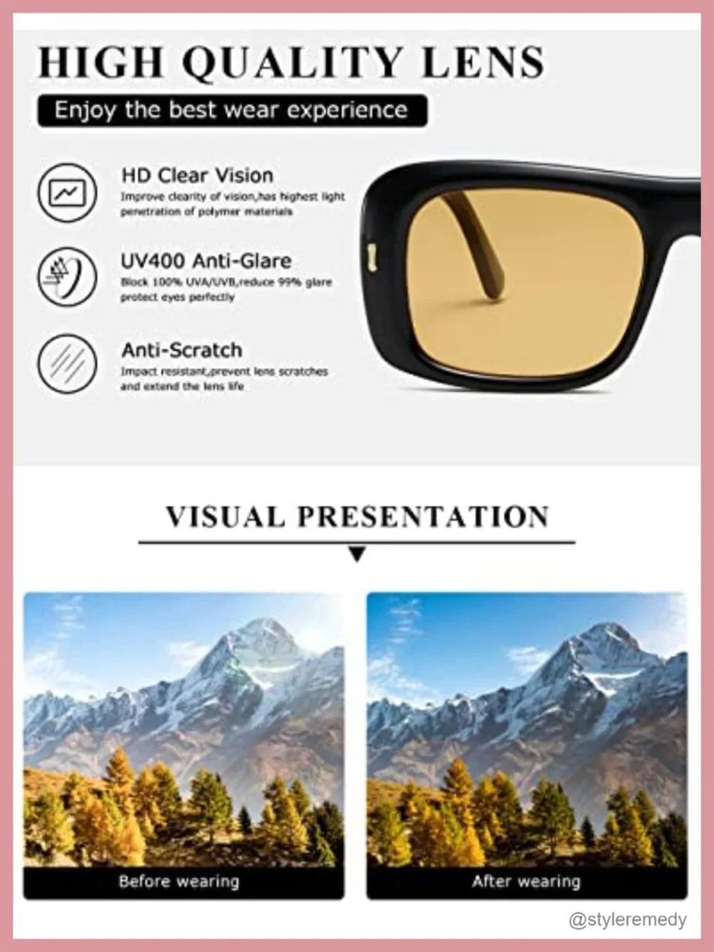 Y2K Oversized Square Sunglasses Thick Frame Lightweight
